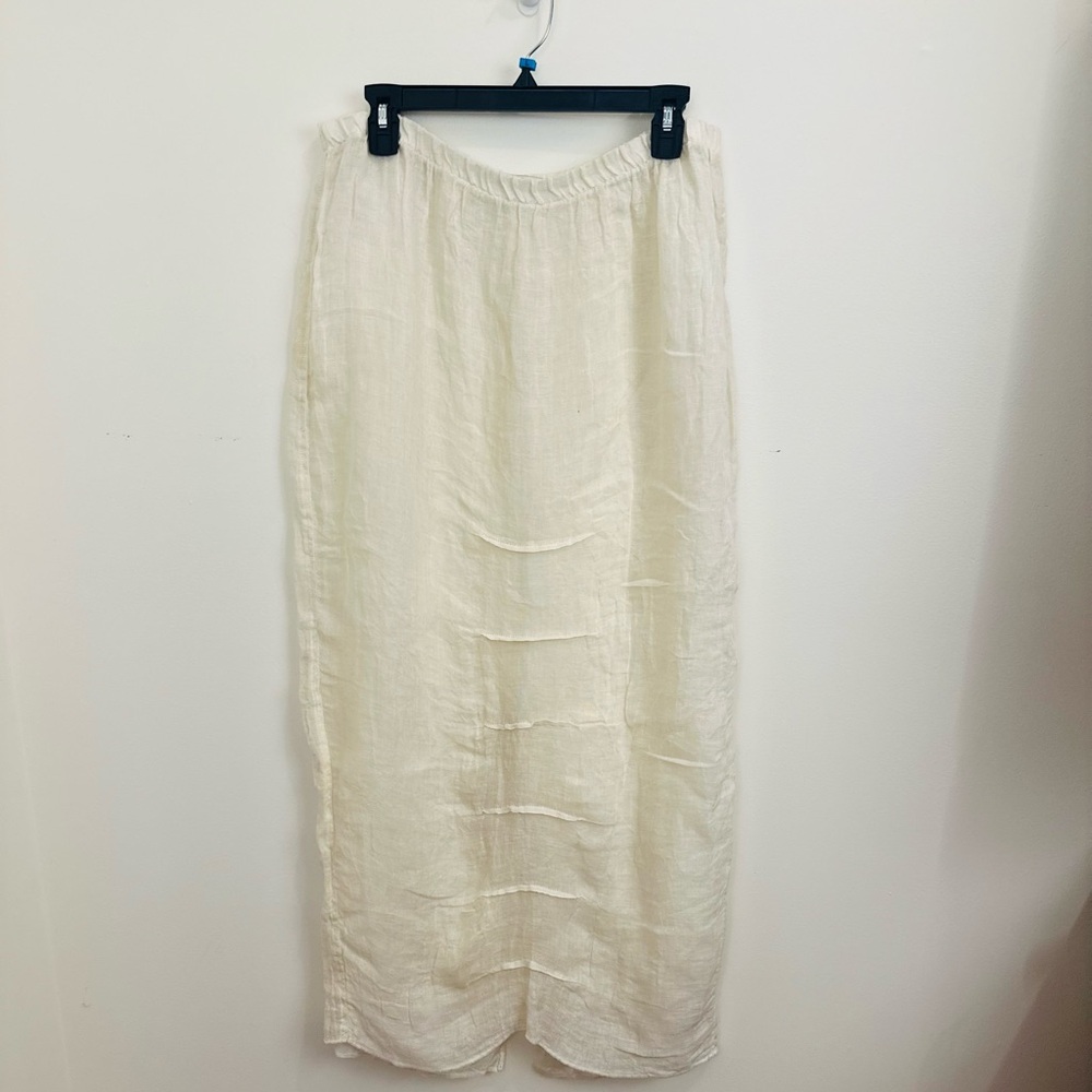 Bodil Elegant Cream Linen Maxi Skirt for Women